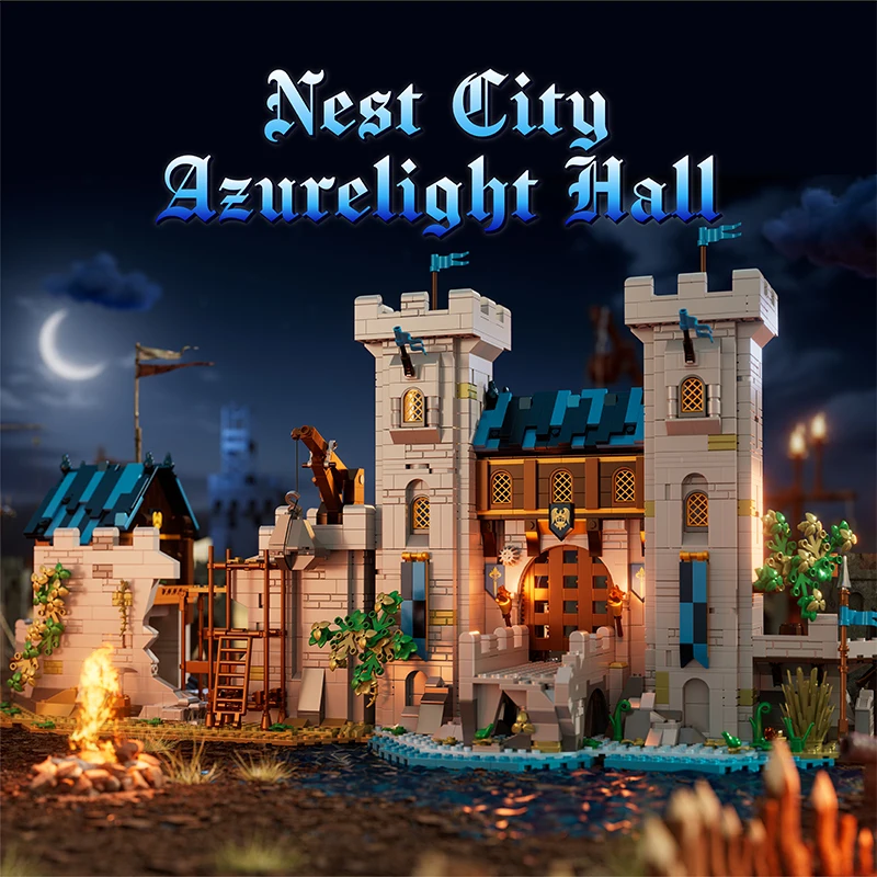 2668PCS Medieval Fortress Building Blocks Foldable Nest City Azurelight Hall Assembly Street View Bricks Castle Model Toys Kit Home Ornaments Gifts For Birthday Christmas