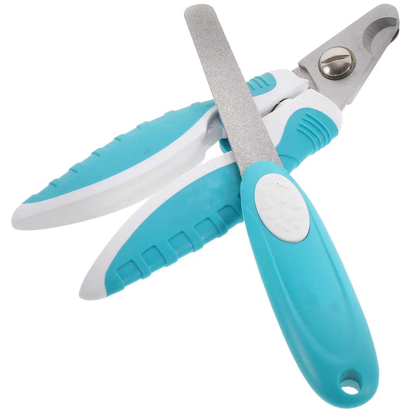 Ergonomic Stainless Steel Pet Nail Cutter and File Combo for Dogs Cats Small Pets Safety Guard Wear Resistant Sharp Precision