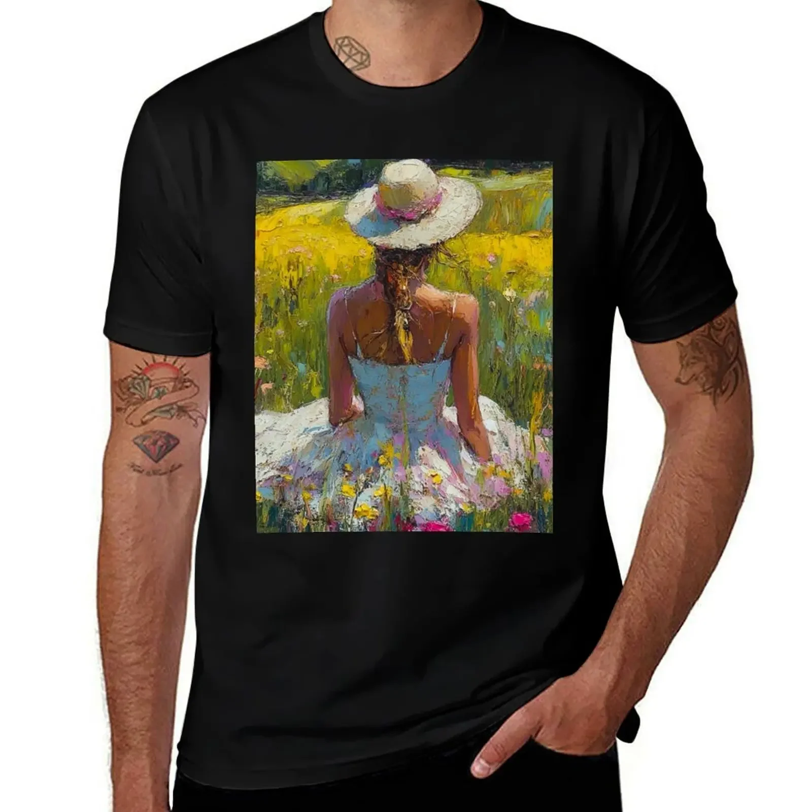 

Field of flowers T-Shirt Louboutins animal prinfor boys customizeds blacks mens t shirts casual stylish