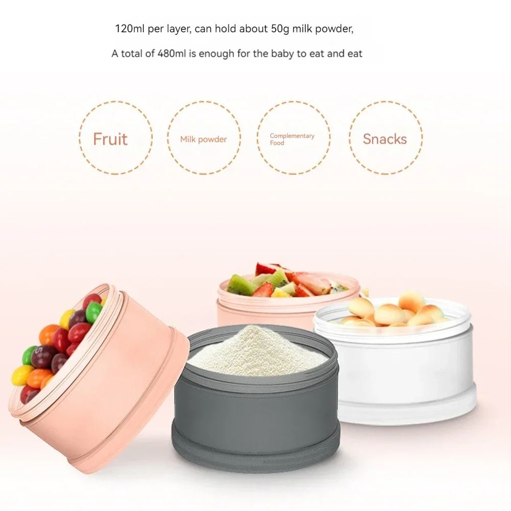 4-layer portable baby food storage box Essential cereal infant formula box Toddler snack container