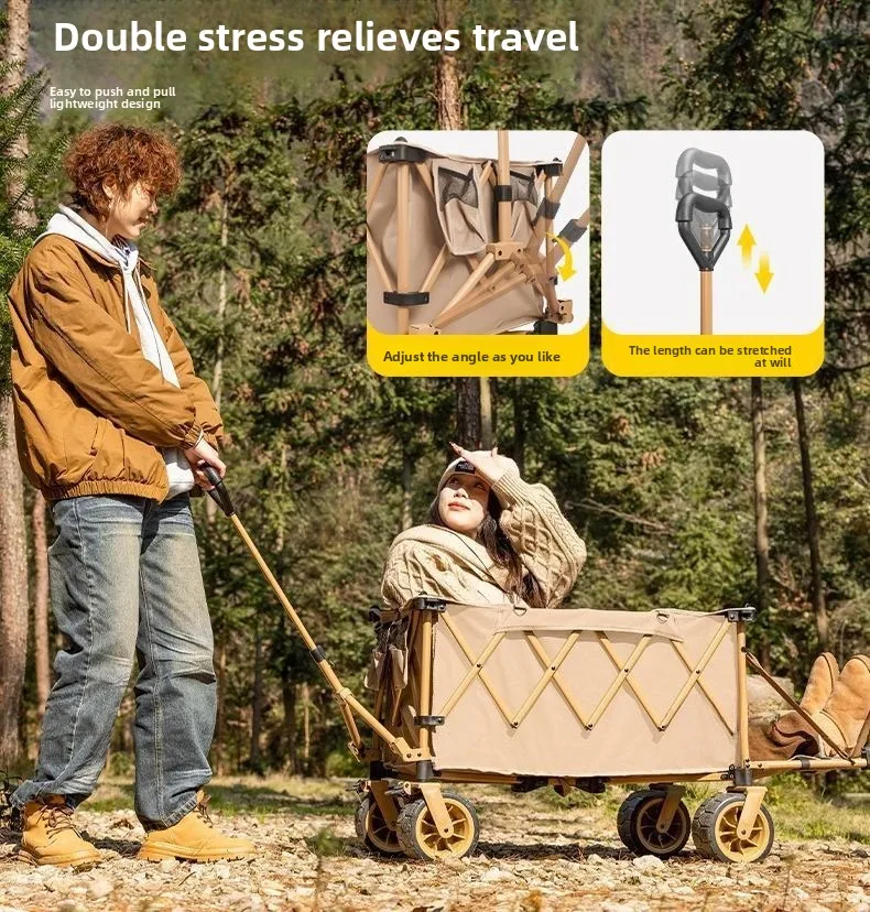 Outdoor-Camper, sammeln Sie das Modell, verlängern Sie es und fahren Sie dann den Anhänger-Campingwagen-Wagen.