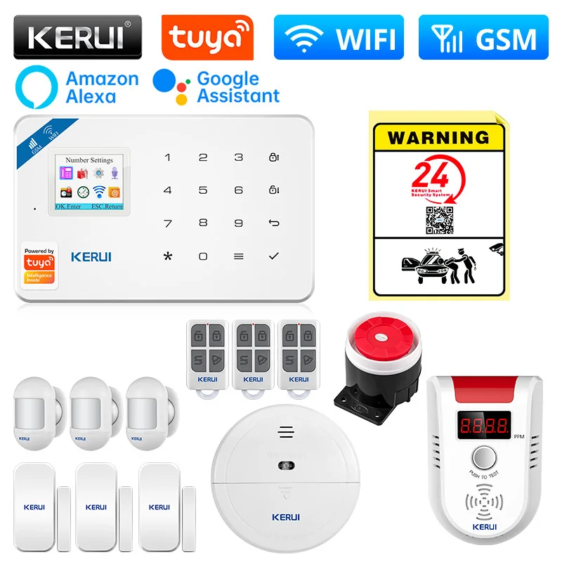 

KERUI W181 Alarm System WIFI GSM Alarm Home Kit Support Alexa Smart Life Motion Sensor Detector Door Sensor Siren