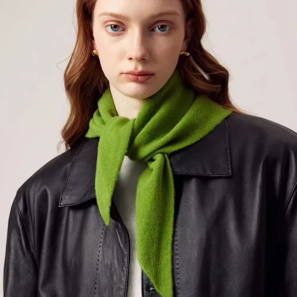 Long Solid Color Knitted Triangle Scarf Wool Windproof False Collar Neck Wraps Warm Cross Scarves Girl