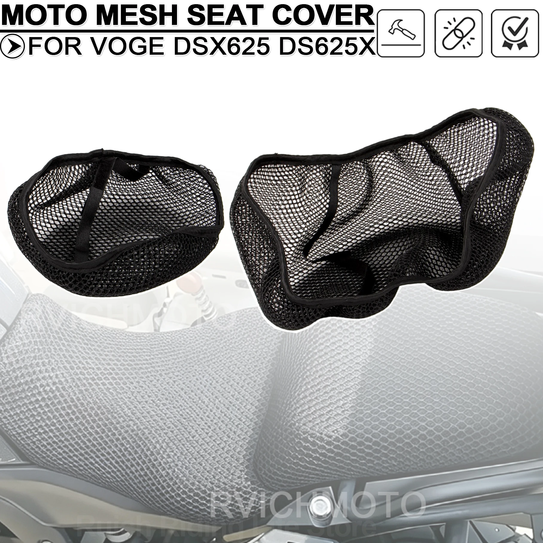 3D Mesh Motorcycle Seat Cover For VOGE DS625X DS625 X DSX 625 Breathable Heat Insulation Anti‑Scratch Protector Seat Accessories