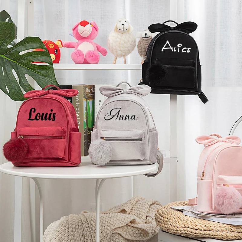 Sac à Dos Personnalisé en Peluche Courte pour Petite Fille, Sacoche de Voyage pour Enfant en Bas Âge