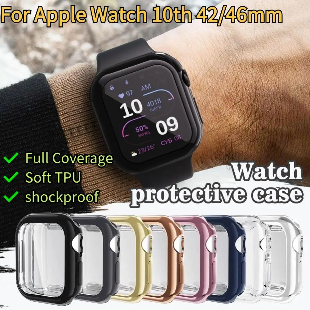 TPU All Inclusive Protective Case for Apple watch 10th Generation 42mm 46mm Full Coverage Bumper Soft TPU Protective Cover