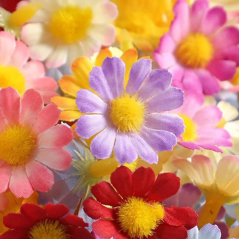 50/100 Stück Künstliche Blumen Sonnenblume Seiden-Gänseblümchen Großhandel Heim Hochzeitsdekoration DIY Geschenk Scrapbook Kunstpflanze Festkranz – Detail 3