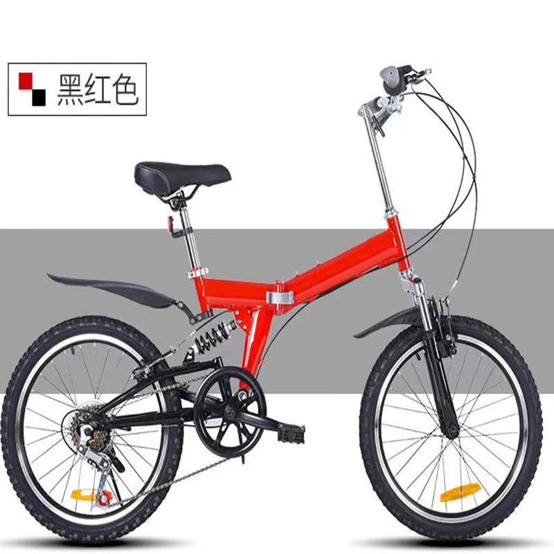 20 inch front and rear shock absorption folding bike lightweight and portable, variable speed bicyclestudent  mountain bike