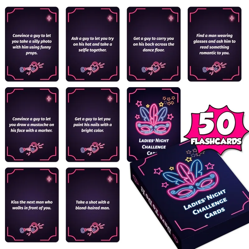 

50 Girls' Night Theme Board Game Cards Fun and Interactive Party Cards for Female Friends Gatherings