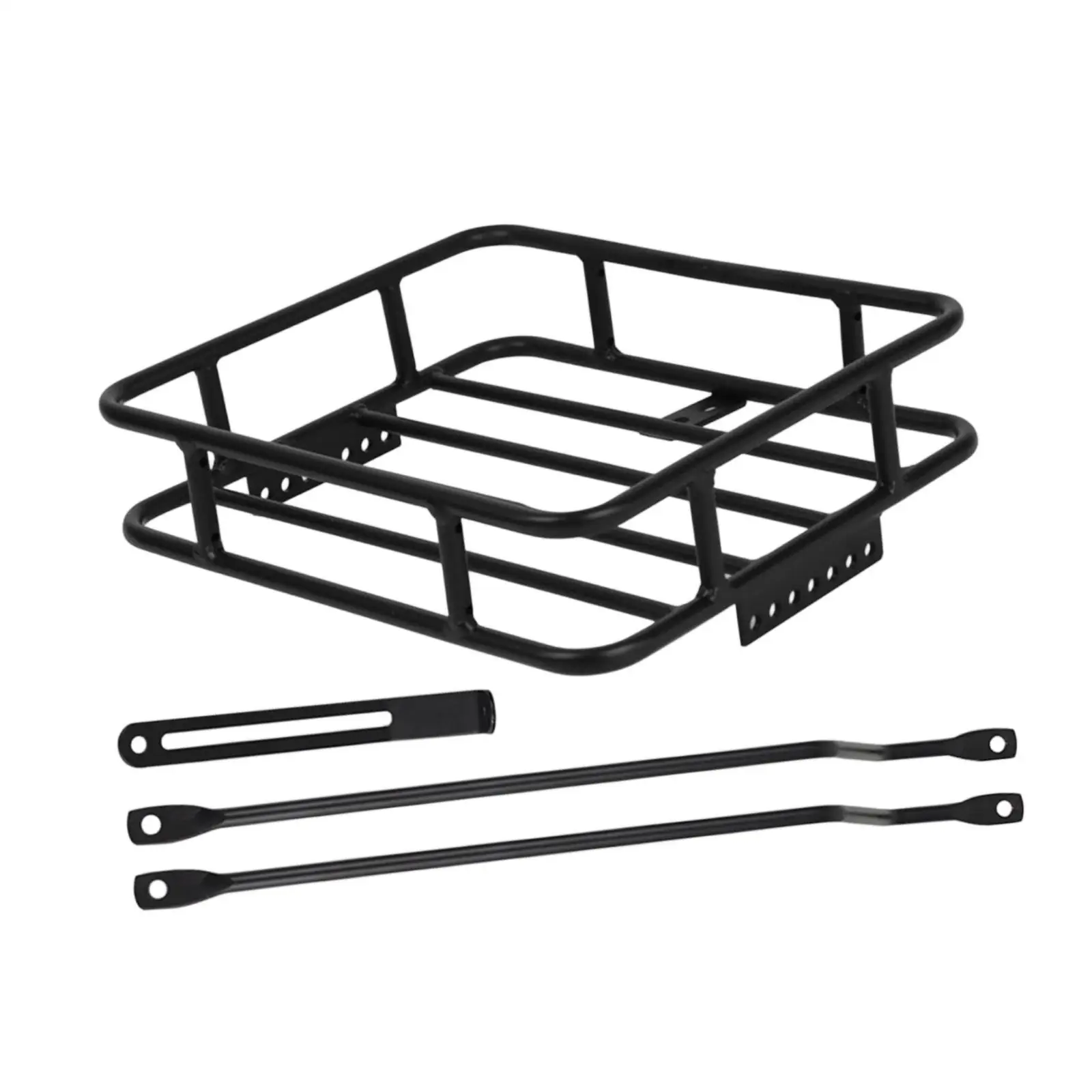 Bicycle Front Cargo Basket Solid Build Fork Mount with Center and Side Holes with Stable Support 30x26x9cm Front Loading Carrier