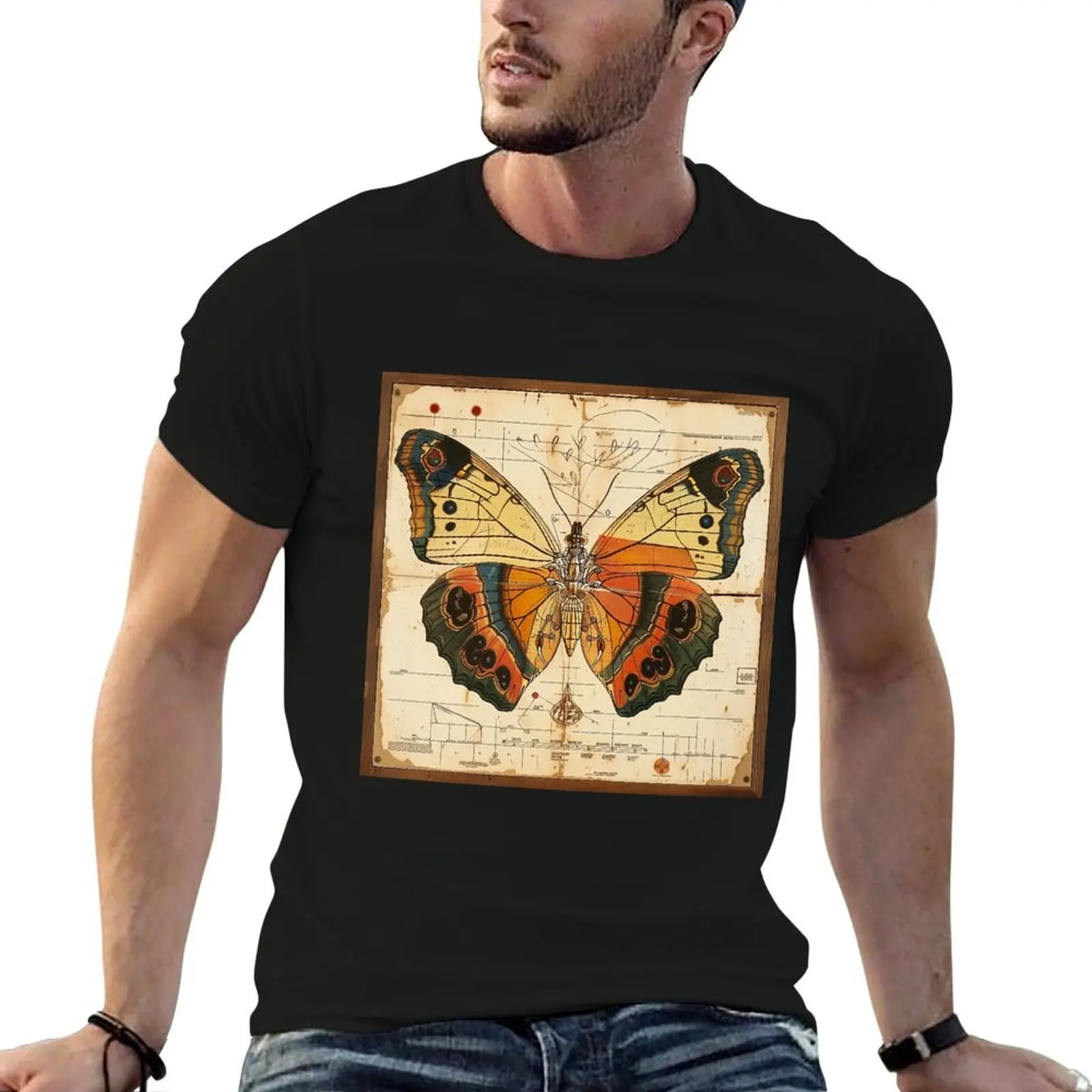 Vintage Butterfly Art T-Shirt man t shirt graphic tee shirt plain white t shirts men