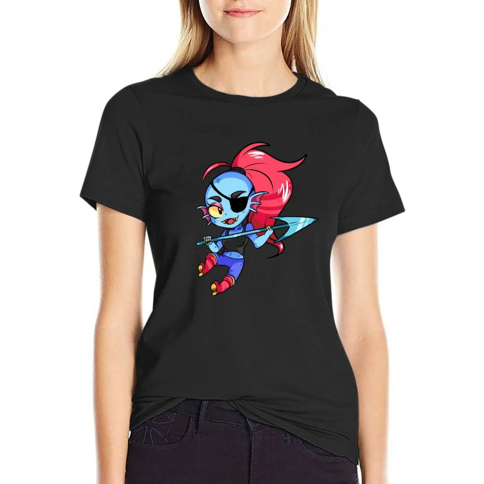 Undyne T-Shirt vintage clothes kawaii clothes Short sleeve tee sweat cropped t shirts for Women