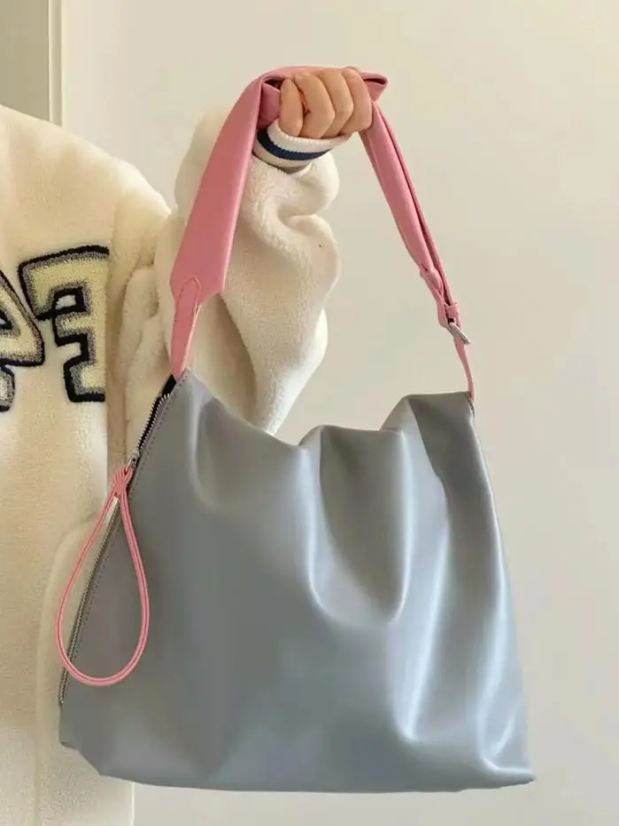 Fashion Soft Leather Shoulder Bag New 2023 High Quality Solid Color Cotton SOFT Casual WOMEN Zipper Hand Bags for Women