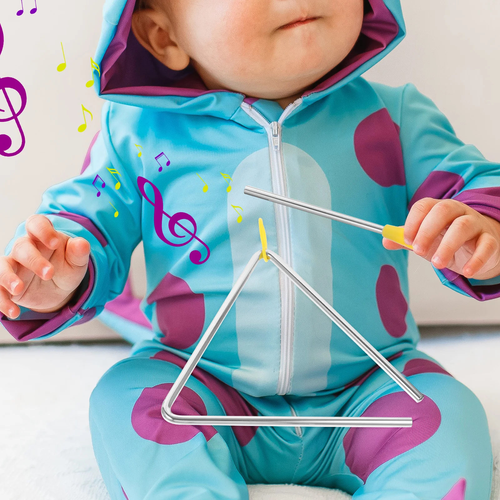 

8 Inch Metal Percussion Instrument Kids Music Learning Toys Triangle Set Striker Clear Sound Musical Instruments