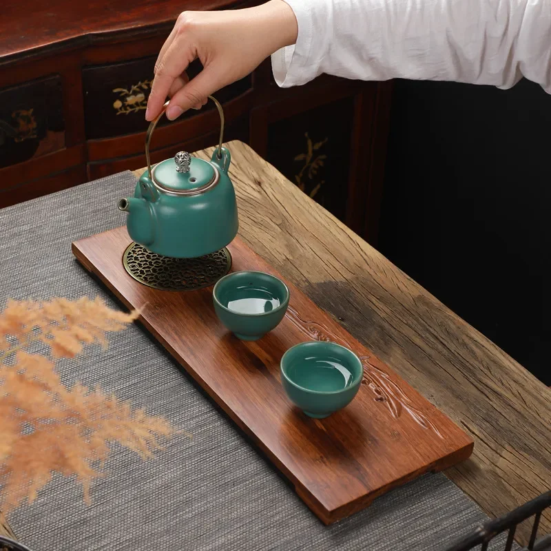 Rectangle Teaset Bamboo Wooden Tea Tray Japanese Zen Dry Bubble Solid Stand Waterproof and Anti-scal
