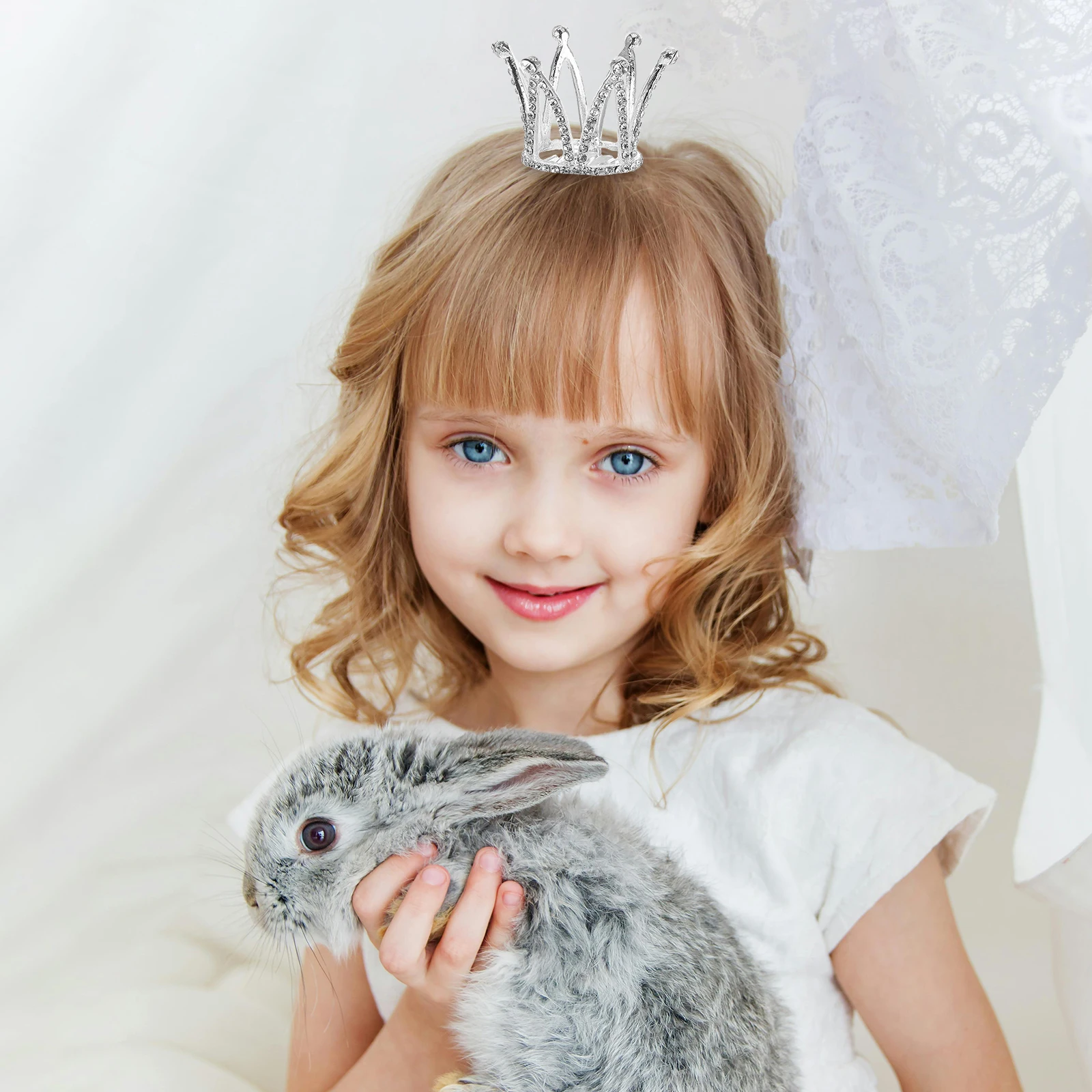 

Hair Clips for Girls Crown Comb Silver Accessories Flower Hairband Mini Barrettes Child