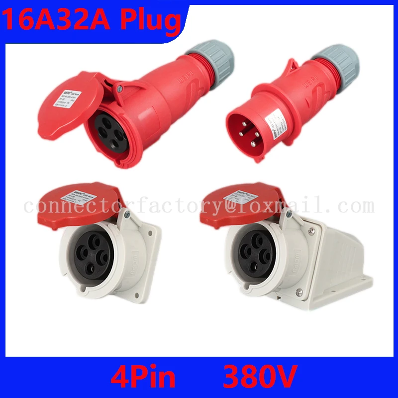 

4-ядерная водонепроницаемая промышленная вилка 16A32A, светлая и темная розетка, разъем CEE 6818TYP283WEIPU