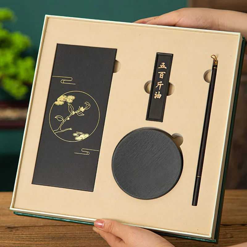 Chinese Calligraphy Set Four Treasures Gift Box Brush Ink Paper Inkstone for Business Gift Beginner Practice Writing Painting