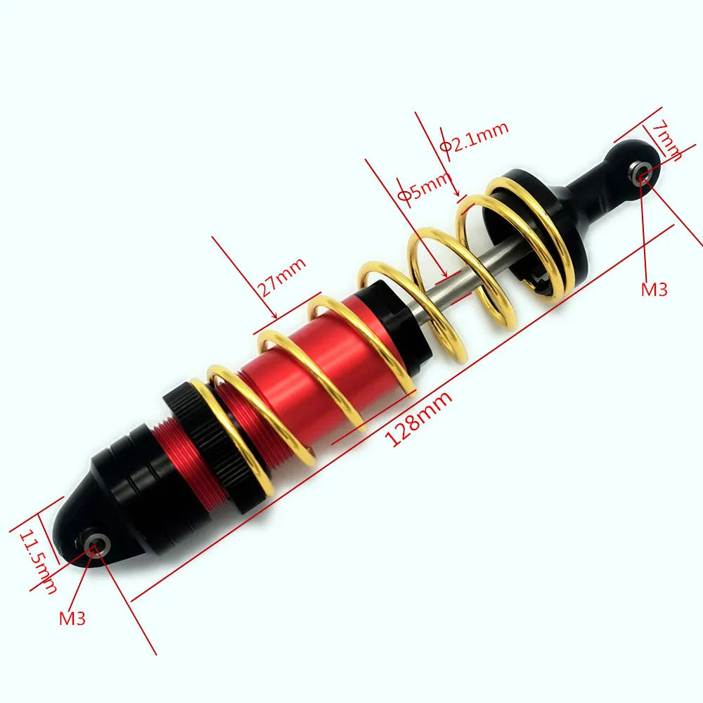 All Aluminum Front or Rear Shock Damper Absorber 128mm Fully Assembly with Oil for Traxxas 1/10 Maxx 8961