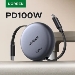 UGREEN Retractable PD 100W USB C to USB C Cable for iPhone 17 16 15 iPad MacBook Fast Charging Data Cord Type C Charger Cable