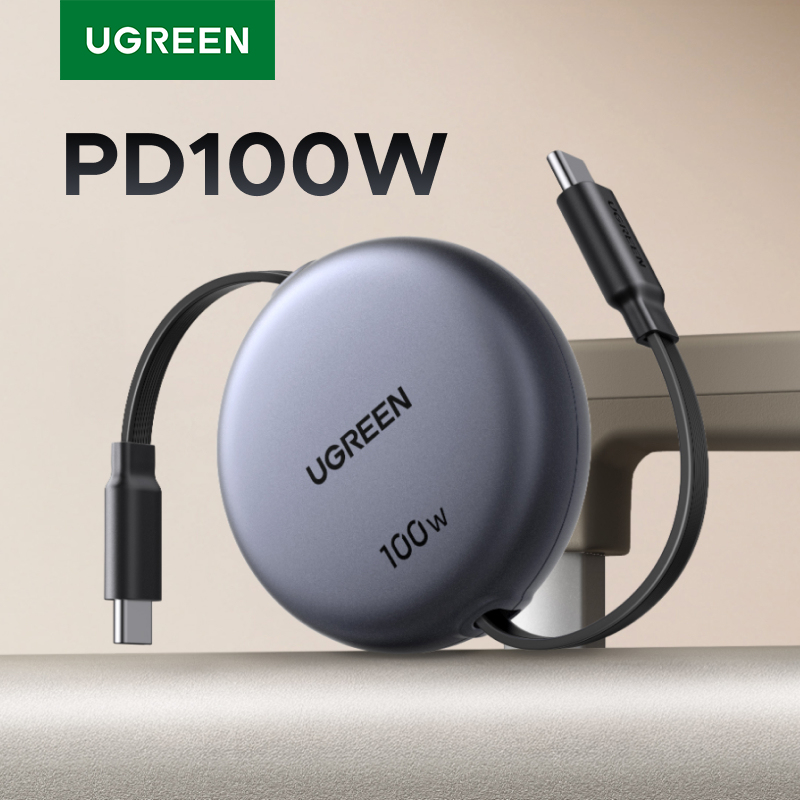  UGREEN Retractable 100W USB C to USB C PD Cable for iPhone 17 16 15 Pro Max PD Fast Charging Data Cord Type C Charger Cable Wire 