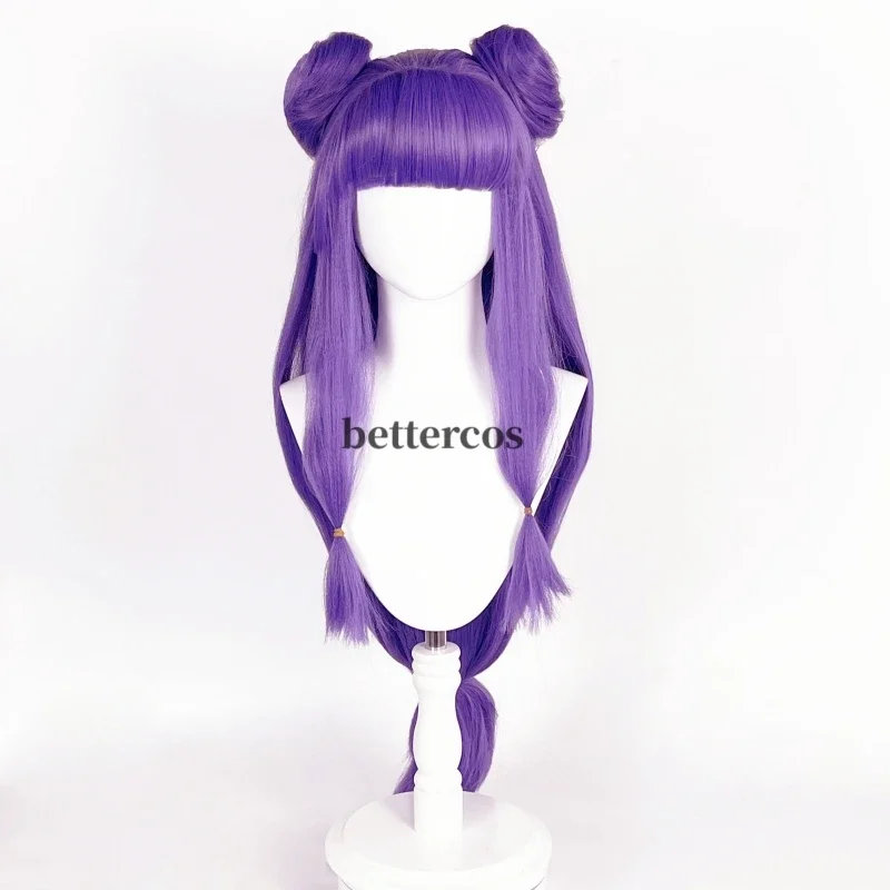 Shampoo Wig Anime Ranma 1/2 Cosplay Wig Ranma Nibun-no-Ichi Purple Long Buns Heat Resistant Synthetic Hair Wigs   Wig Cap