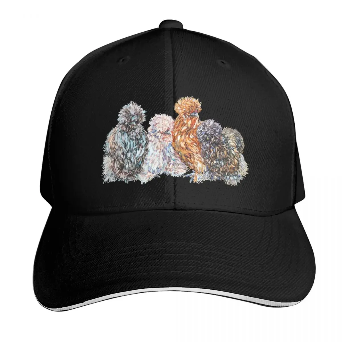 Silkie Chicken Flock Baseball Cap Moisture Wicking Quick Dry Curved Brim Classic Fit Low Profile Unstructured