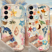 3D Case For Samsung Galaxy S25 S24 Ultra S23 S22 S21 Plus FE A56 A36 A26 A16 A06 A15 A25 A35 A55 5G Color Flower Marine Organism