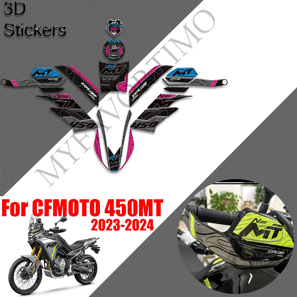 

For CFMOTO 450MT Adventure Bike Protector Tank Pad Grips Kit Knee Fairing Fender 3D Stickers moto Decals 2023-2025