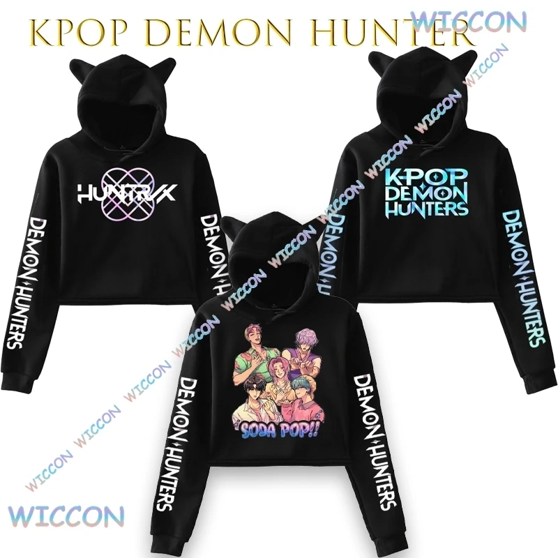 KP OPDemo NHunters Crop Saja Boys Soda Pop Rumi Zoe Топ Толстовка Женская Kawaii Cat Ear Harajuku Укороченная толстовка Косплей Костюм KP OPDemo NHunters Crop Saja Boys Soda Pop Rumi Zoe Топ Толстовка Женская Kawaii Cat Ear Harajuku Укороченная толстовка Косплей Костюм