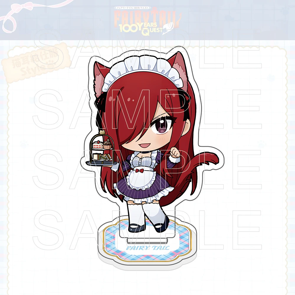 Fairy Tail 100 Years Quest Acrylic Stand, & Keychain Cat Ears Maid Butler Figure, Nekomimi Anime Desktop Decor, Kawaii Plate New