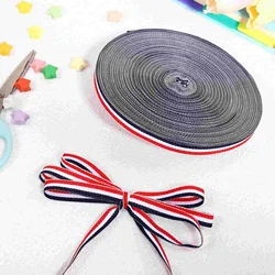 1CM 50M Bulk Ribbon Roll Polyester Stripes Ribbon Party Favors Decoration for Costume Bag Gifts Wedding ( Red White and Blue )