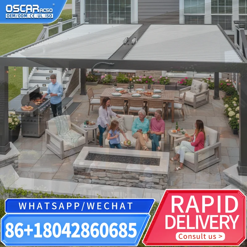 Install Open 24'x12' Aluminum Pergolas Modern Louvered Gazebo for Backyard Patio Garden pergola