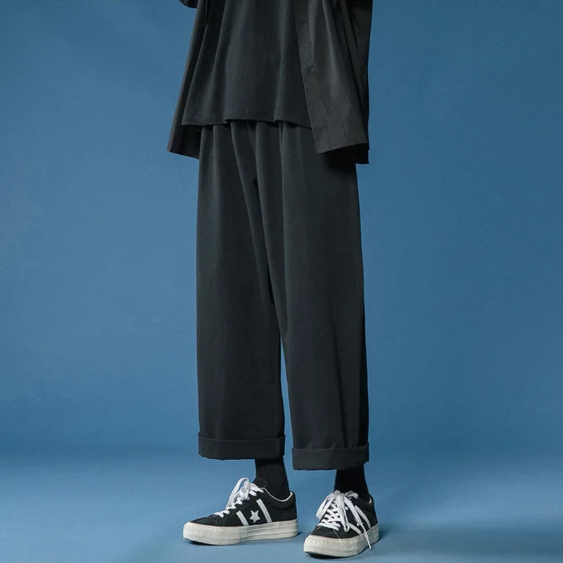 Cotton Casual Pants Men Fashion Oversized Wide Leg Pants Men Streetwear Hip-hop Loose Straight Pants Mens Vintage Trousers M-3XL