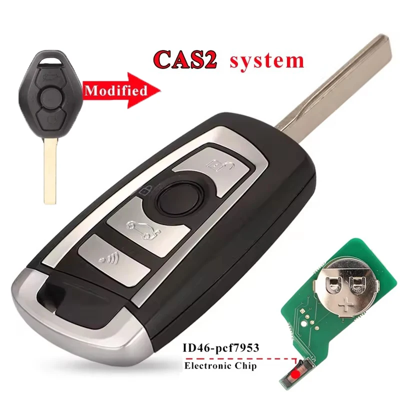 KEYECU CAS2 Modified Car Remote Key 315/433/868MHz/315LP  ID46 Chip For BMW E46 E60 E83 E53 E36 E38 1 3 5 6 Series KR55WK47993