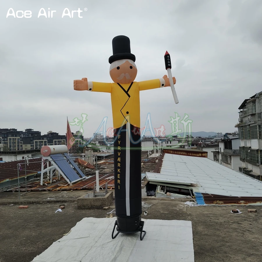 Inflatable Yellow Air Dancer Man, Single Leg Sky Dancing Model with Air Blower, Advertising Promotion, 3mH