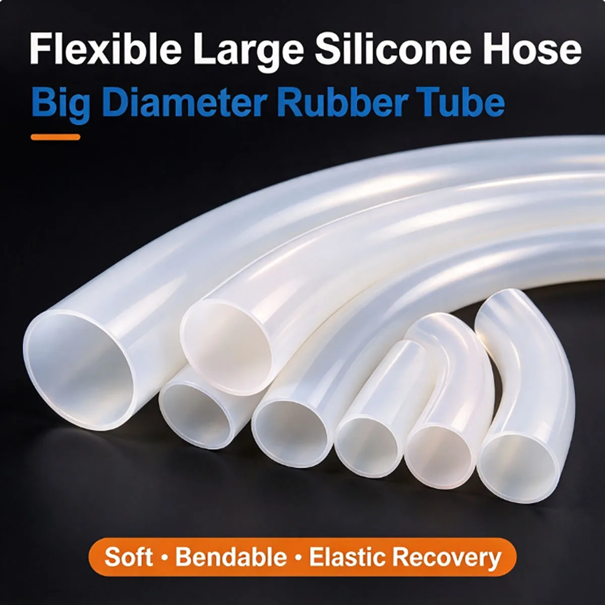 1M High Temp Resistant Silicone Hose ID20-1000mm 2mm Wall Thickness Large Inner Diameter Industrial Rubber Silicone Pipe