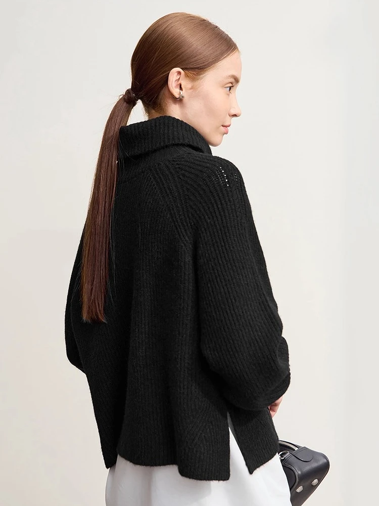 Amii Turtleneck Sweater For Woman Loose Versatile Warm Loose Sleeve Top 2025 Winter New Pullover Short Sweater Women 12554056