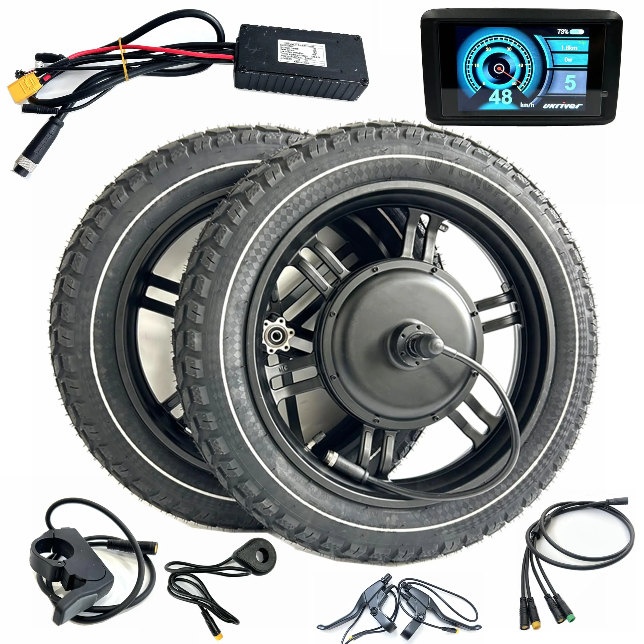 

Комплект мотор-колеса для электровелосипеда 72В 2000Вт, 20x4.0, с алюминиевым ободом, задний привод, включая переднее колесо