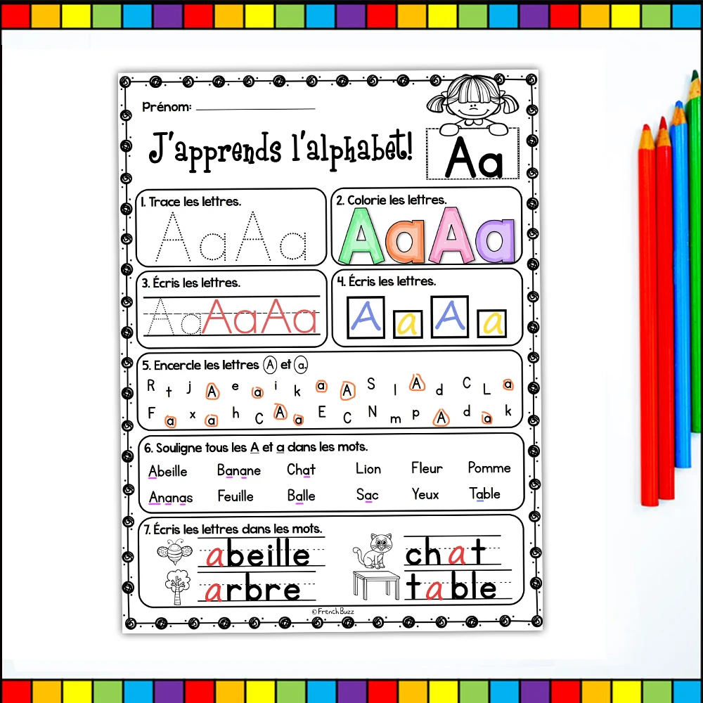 French Letter Alphabet Learning Books for Kids Baby Color Drawing Worksheets Writing and Coloring Practice Graffiti Toys