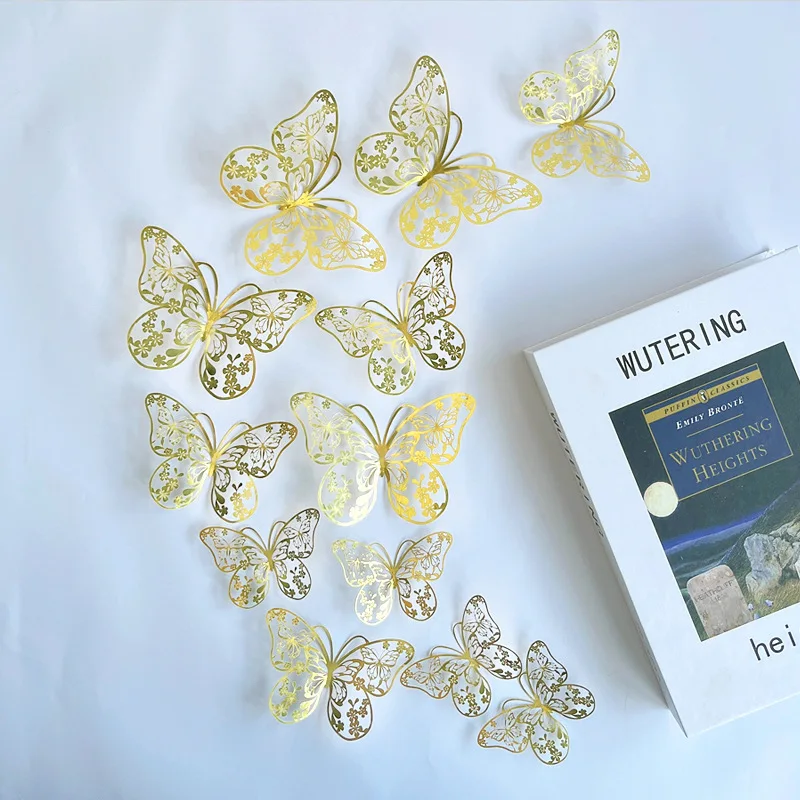 12Pcs/Set Fashion 3D Butterfly Creative DIY Wall Sticker Modern Wall Art Home Bedroom Room Decorative Butterflies DIY Gift