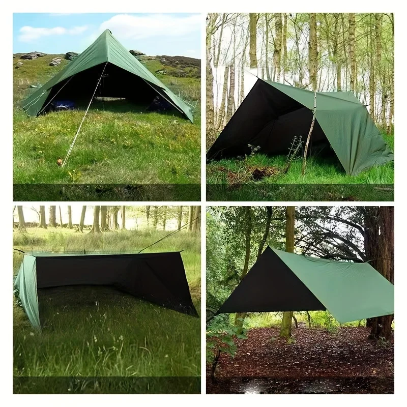 19. Hängend: Rein grünes, olivgrünes, grünes, wasserdichtes Vordach, geeignet für Installation und multifunktionales Outdoor-Camping und – Detail 5