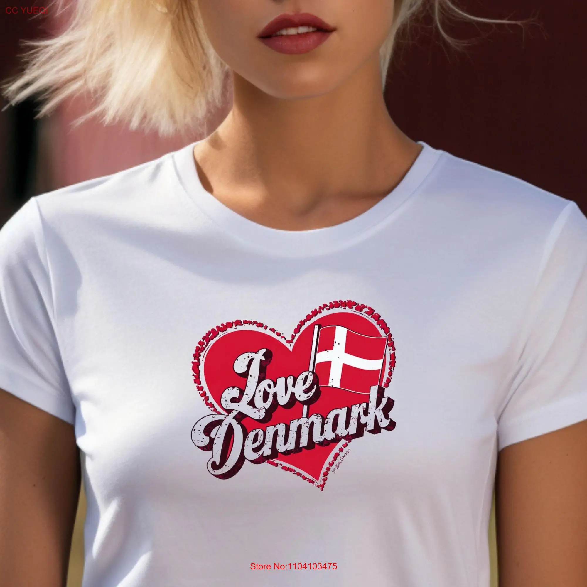 I Love Denmark T Shirt Danmark National Flag Scandinavian Nordic Country Big Red Heart Copenhagen Nation Capital Nyhavn harbor