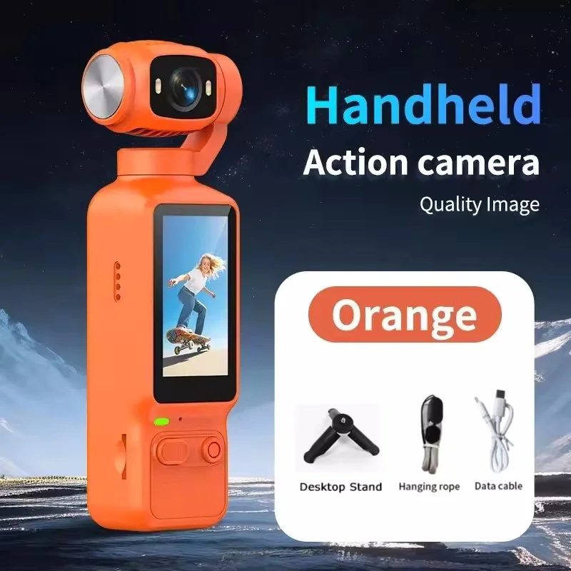 Handheld Pocket Gimbal Action Camera 180° Rotatable Lens HD Vlog Video Recorder Outdoor Cycling Sports Camera With Fill Light