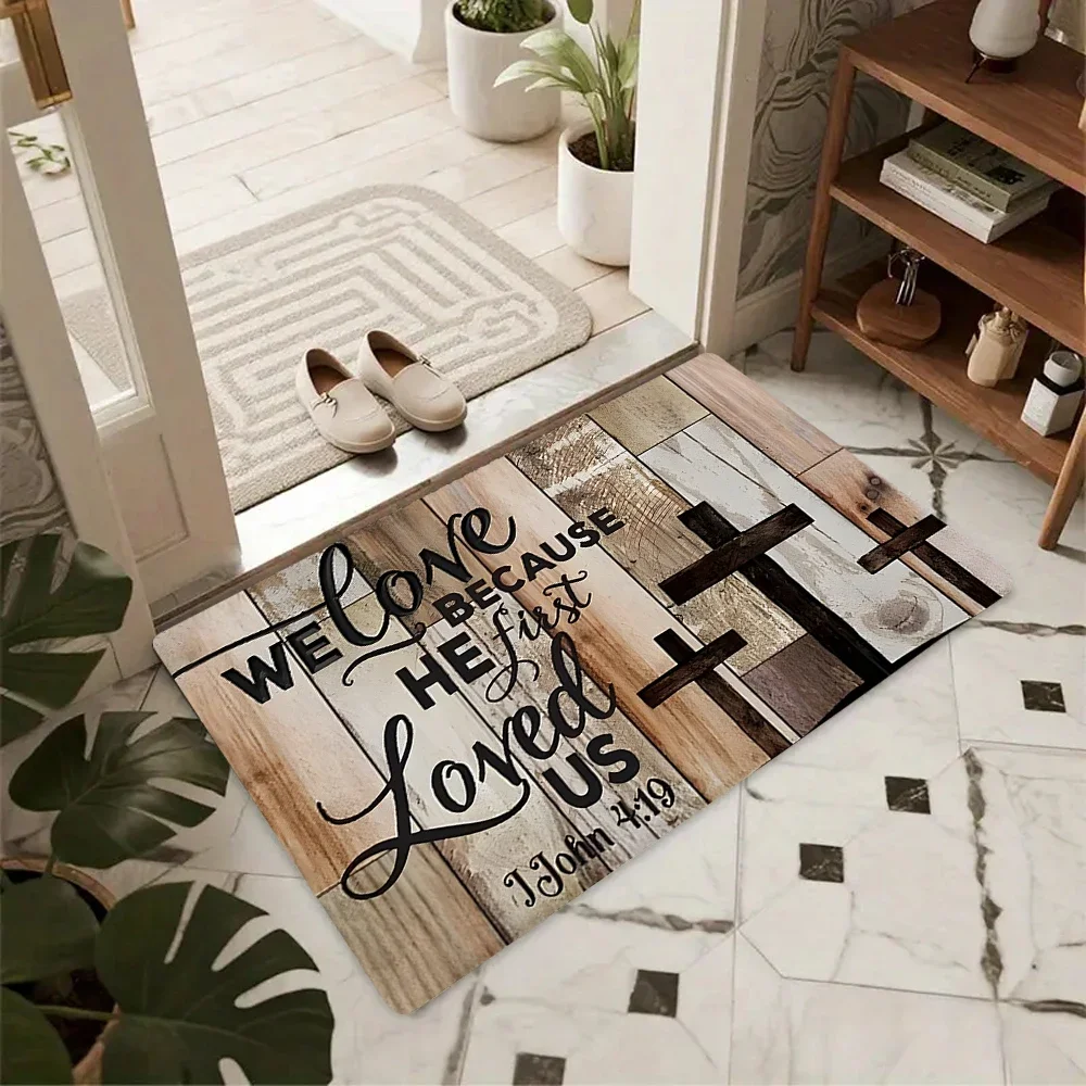 Wooden Pattern Carpet Mat Rug Non-Slip Area Rug Home Decoration for Entryway Living Room Bedroom Decor Welcome Mat Home Carpet