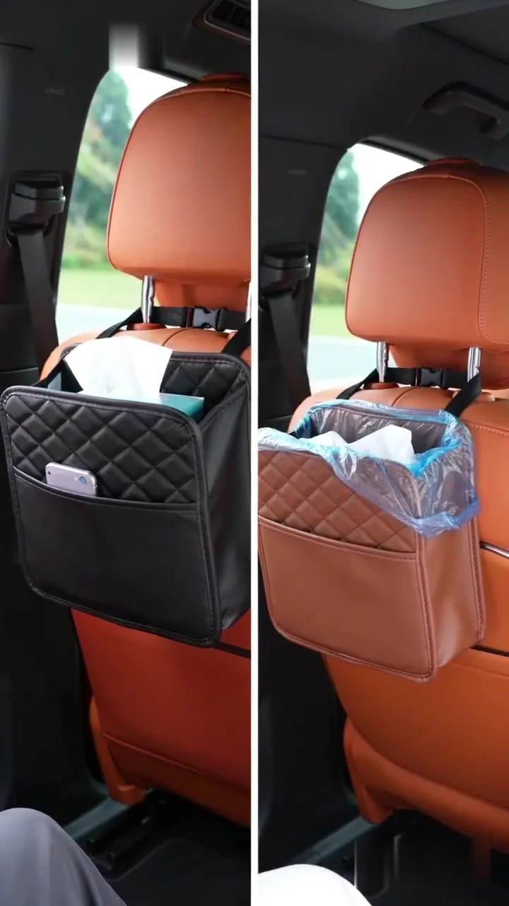 Multifunctional Car Seat Storage Bag Leather Storage Bag Garbage Bag Storage Bag Suitable for Most Car Models