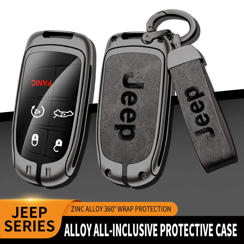 Jeep Grand Cherokee Wrangler JK Renegade Patriot Commander Compass gladiador Wagoneer funda para llave de aleación de coche llavero con carcasa