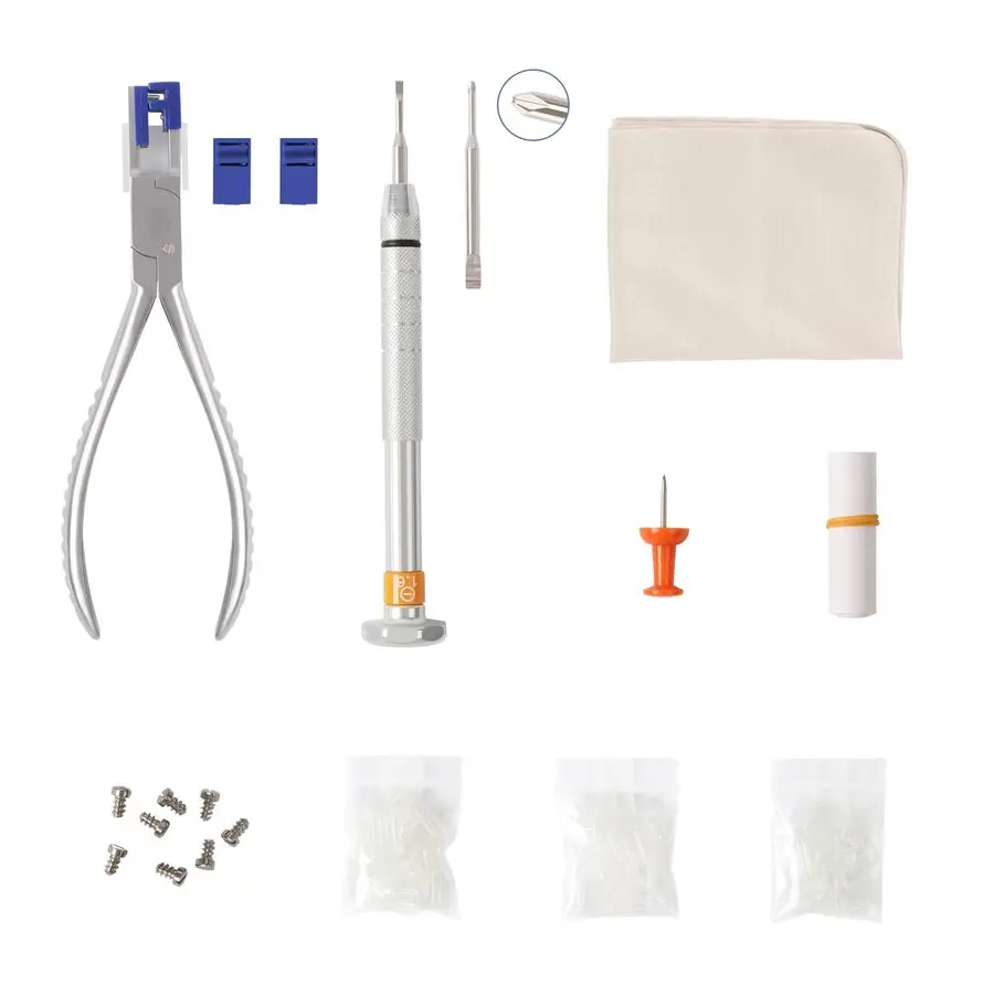 

Glasses Repair Tool Kit Comes with a Plier, Two Pairs of Rubber Jaws, and Mounting Sleeves in 3 Sizes 1.4 1.5 1.6 Suitable for M