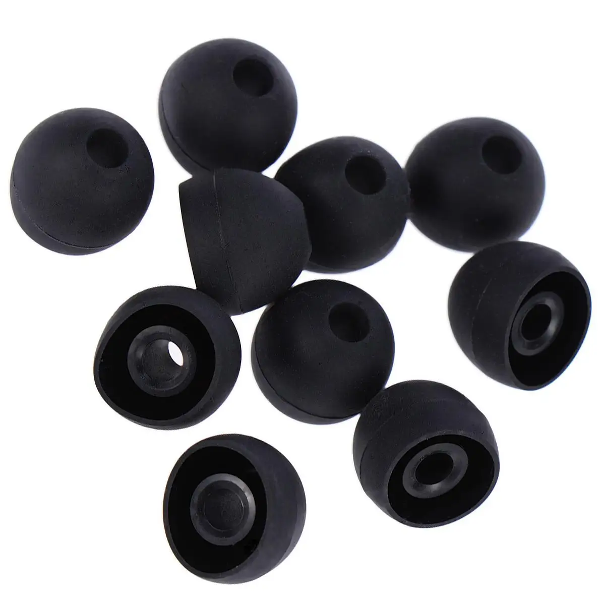 10 Pcs Silicone Earbud Tips Caps for Wired Headphones Black Earpads Sound Isolating Reusable In Earphone