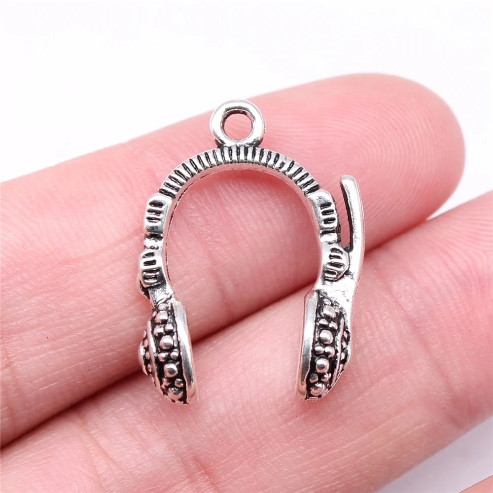 

60pcs Charms Wholesale 25x18mm Earphone Charms Wholesale DIY Jewelry Findings Antique Silver Color Alloy Charms